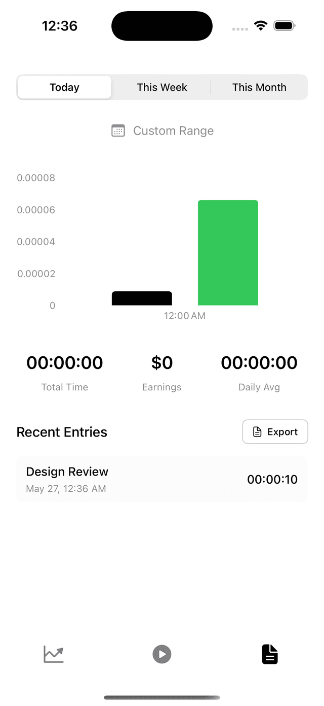 Main dashboard showing daily summary and running tasks